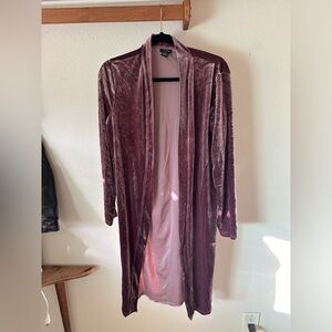 Long velvet mauve cardigan